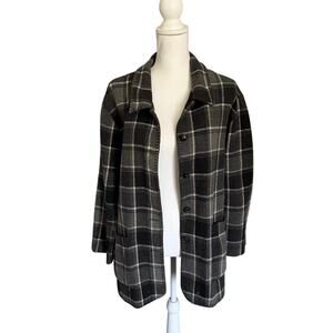 Vintage David Paul Gray Plaid Wool Blend Shacket Women's M